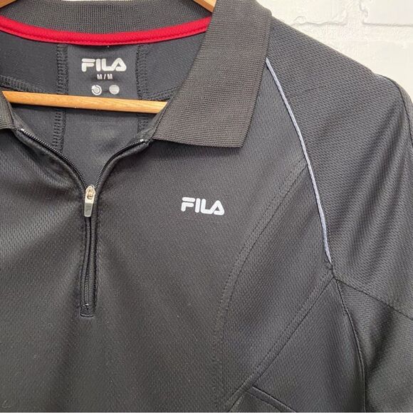 FILA athletic sweater black short sleeves polo athletics medium - Picture 4 of 11